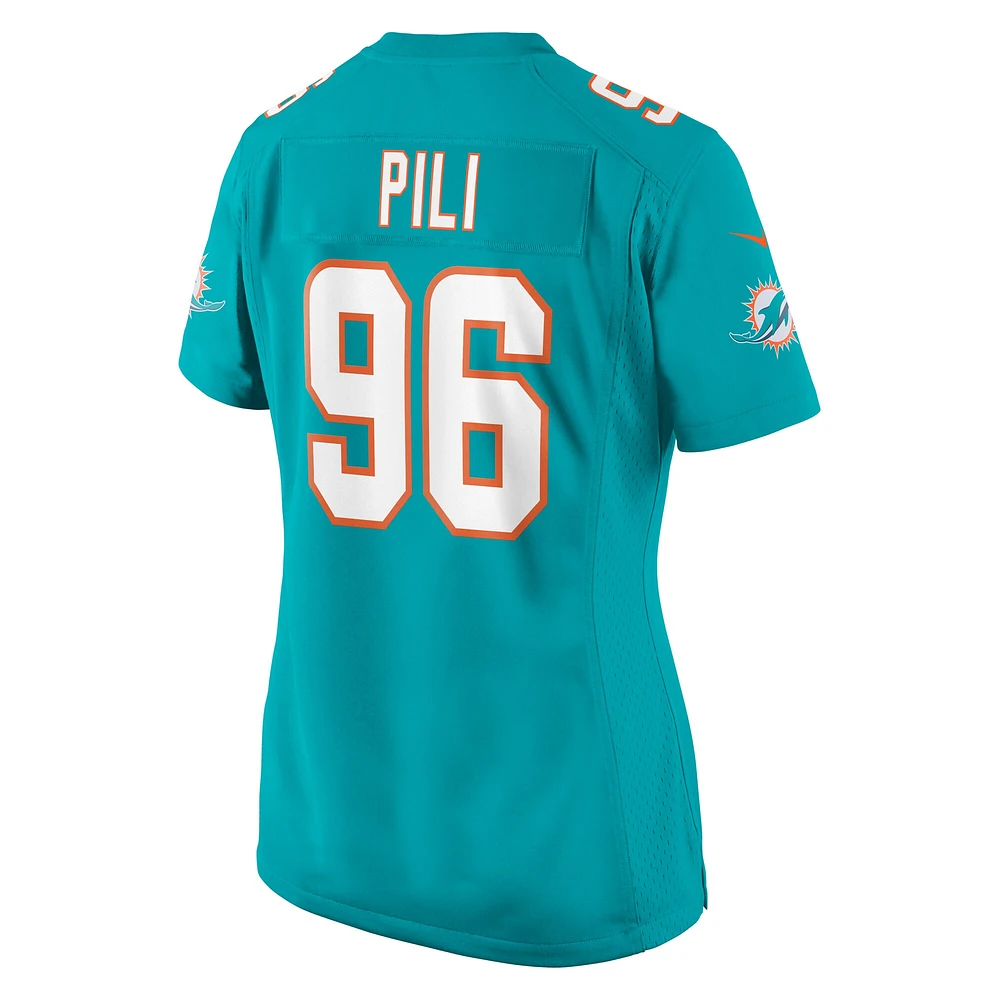 Maillot de match Nike Brandon Pili Aqua Miami Dolphins pour femme