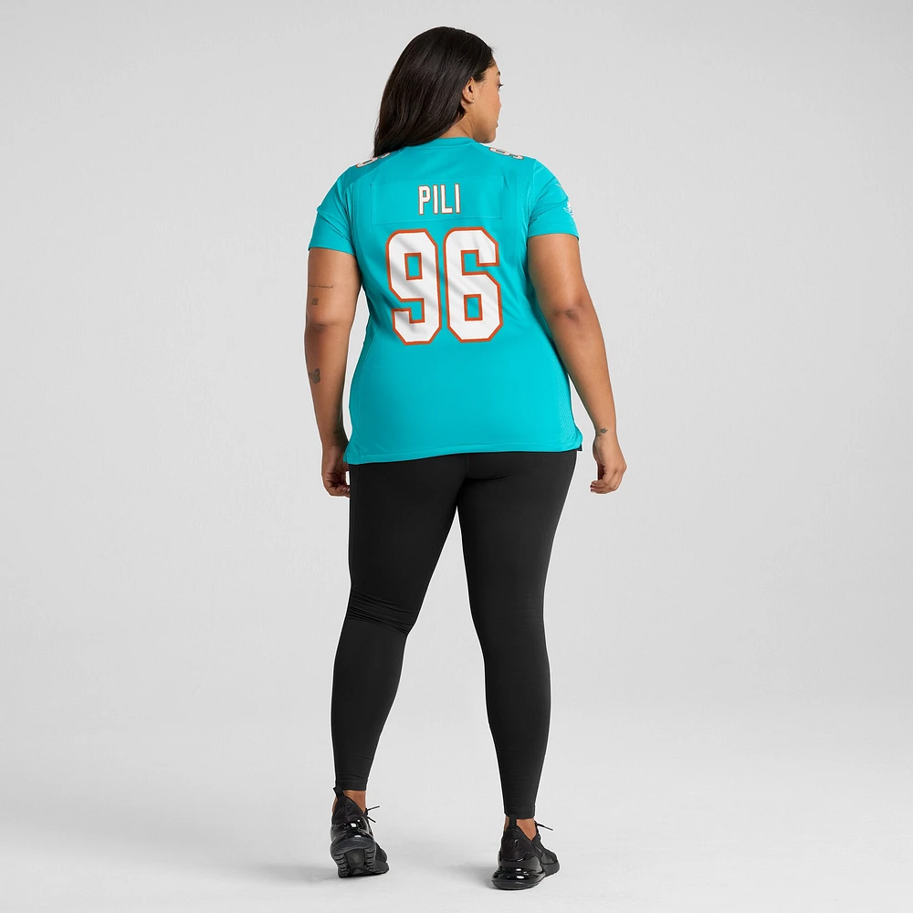 Maillot de match Nike Brandon Pili Aqua Miami Dolphins pour femme