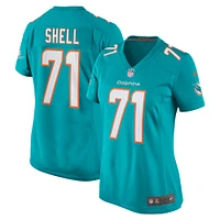 Maillot de joueur Nike Brandon Shell Aqua Miami Dolphins pour femme