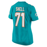 Maillot de joueur Nike Brandon Shell Aqua Miami Dolphins pour femme