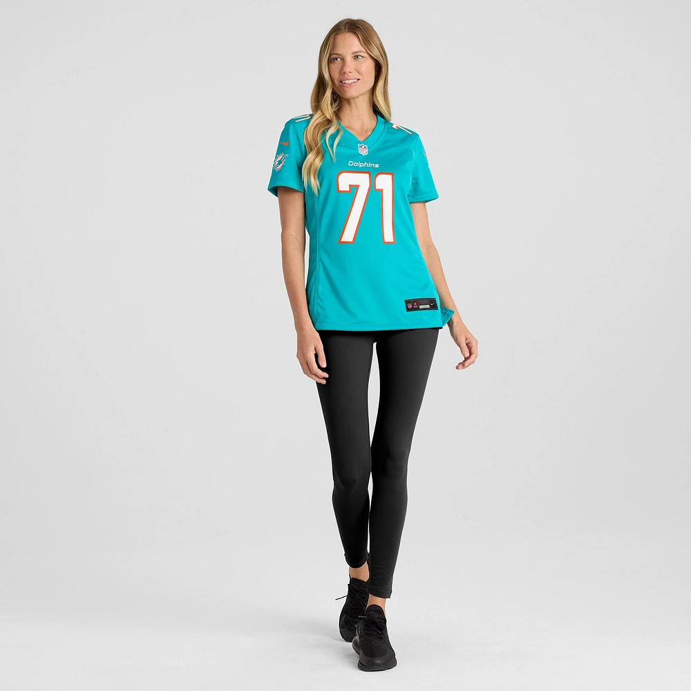 Maillot de joueur Nike Brandon Shell Aqua Miami Dolphins pour femme