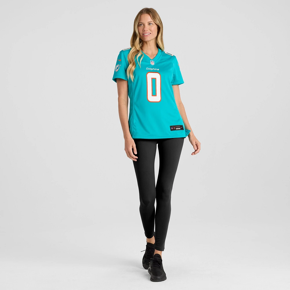 Maillot de match Nike Braxton Berrios Aqua Miami Dolphins pour femme