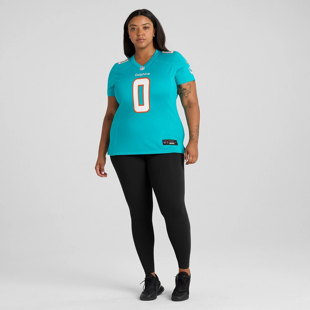 Maillot de match Nike Braxton Berrios Aqua Miami Dolphins pour femme