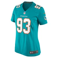 Maillot de match Nike Calais Campbell Aqua Miami Dolphins pour femme