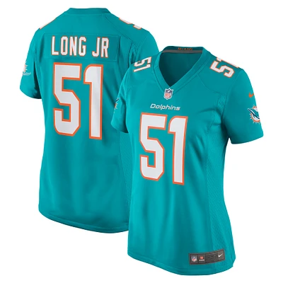 Maillot de match Nike David Long Jr. Aqua Miami Dolphins pour femme