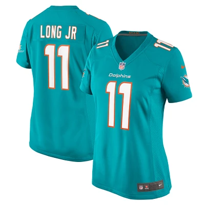 Maillot de match Nike David Long Jr. Aqua Miami Dolphins pour femme