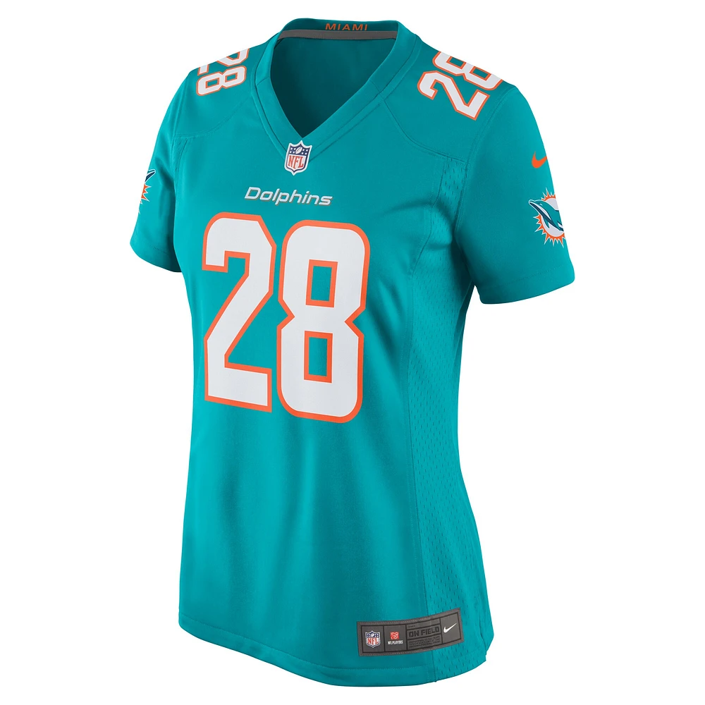 Maillot de match joueur Nike Devon Achane Aqua Miami Dolphins pour femme