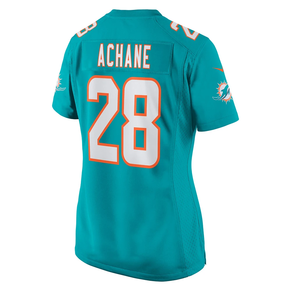 Maillot de match joueur Nike Devon Achane Aqua Miami Dolphins pour femme