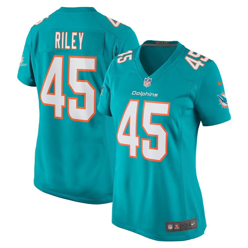 Maillot de match Nike Duke Riley Aqua Miami Dolphins pour femme