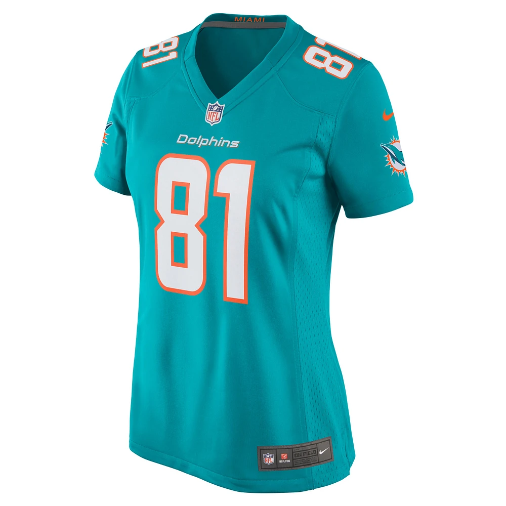 Maillot de match Nike Durham Smythe Aqua Miami Dolphins pour femme