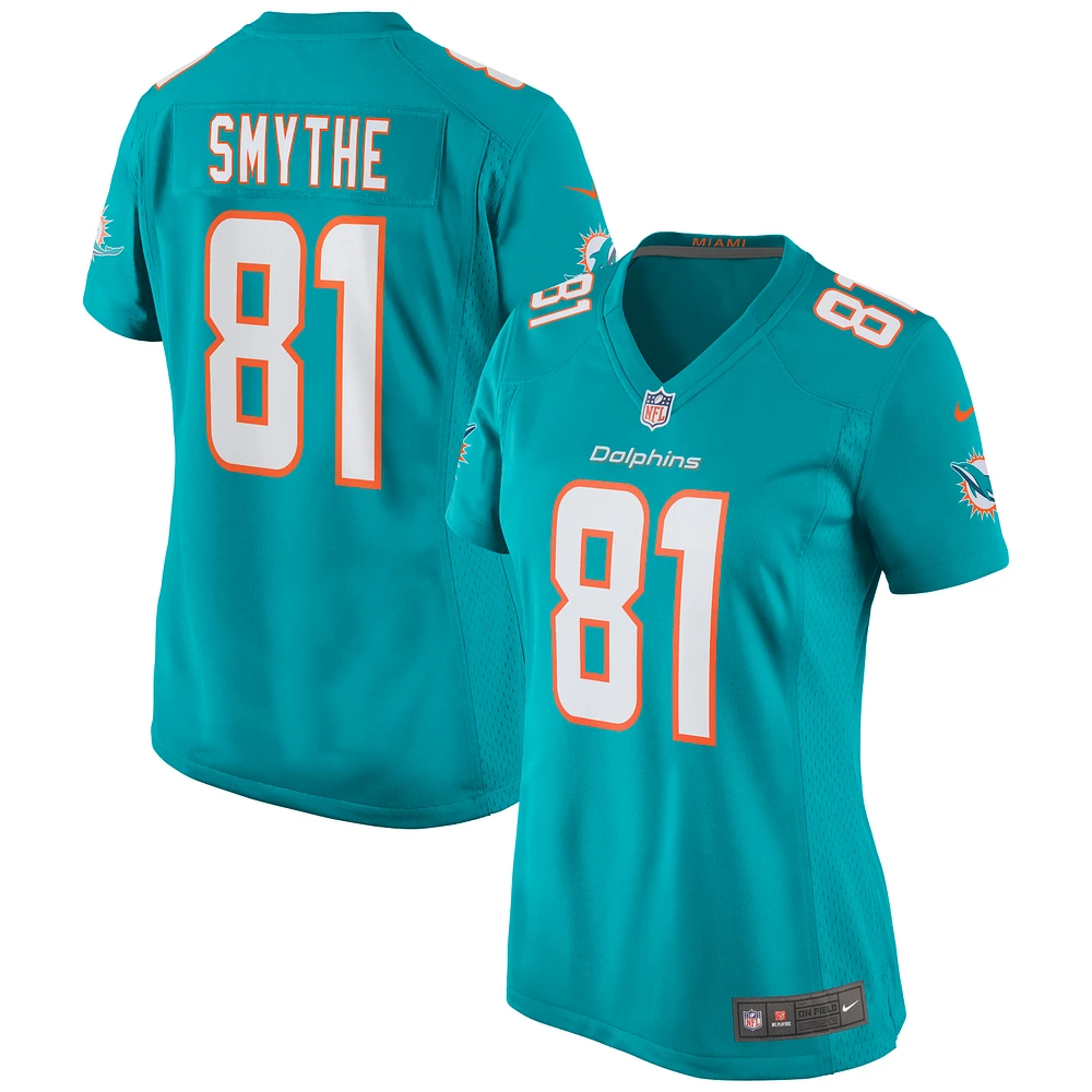 Maillot de match Nike Durham Smythe Aqua Miami Dolphins pour femme