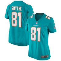 Maillot de match Nike Durham Smythe Aqua Miami Dolphins pour femme