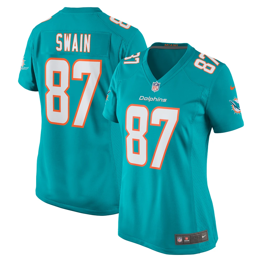 Maillot de match Nike Freddie Swain Aqua pour femmes des Dolphins Miami