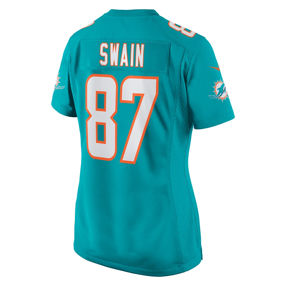 Maillot de match Nike Freddie Swain Aqua pour femmes des Dolphins Miami