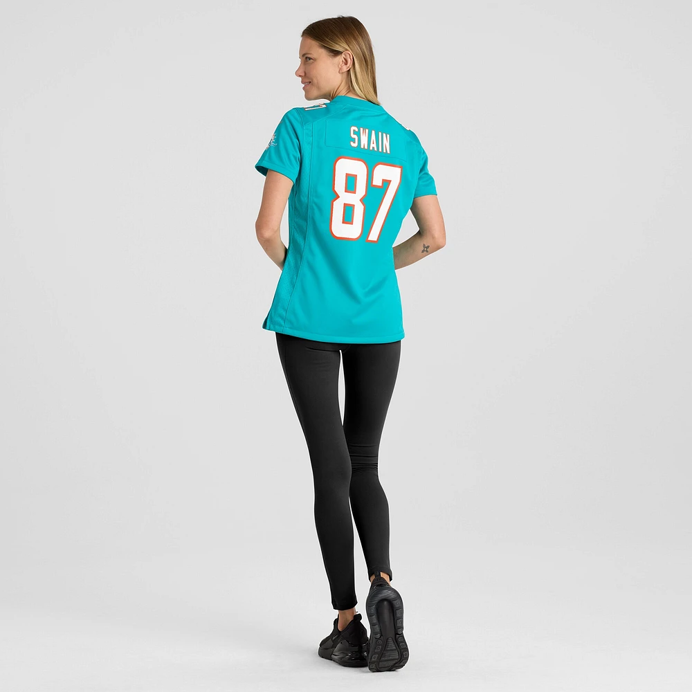 Maillot de match Nike Freddie Swain Aqua pour femmes des Dolphins Miami