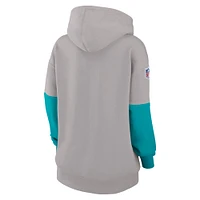 Women's Nike Gray Miami Dolphins 2024 Sideline Essential Fleece Pullover Hoodie