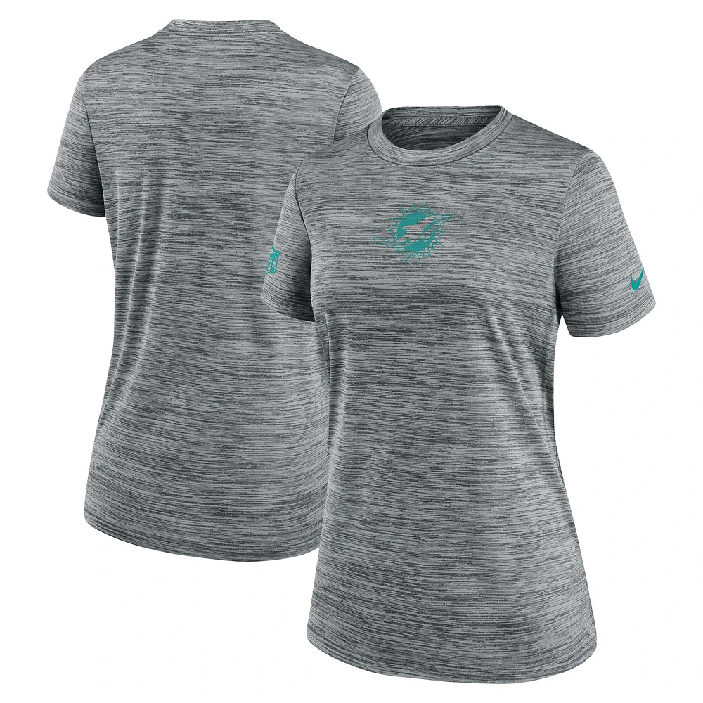 Women's Nike Gray Miami Dolphins Sideline Velocity Performance T-Shirt