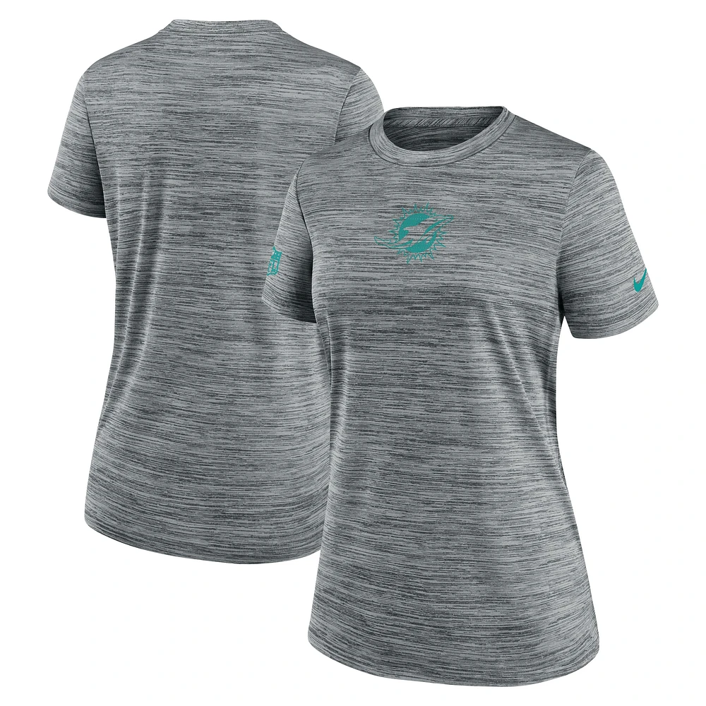 Women's Nike Gray Miami Dolphins Sideline Velocity Performance T-Shirt