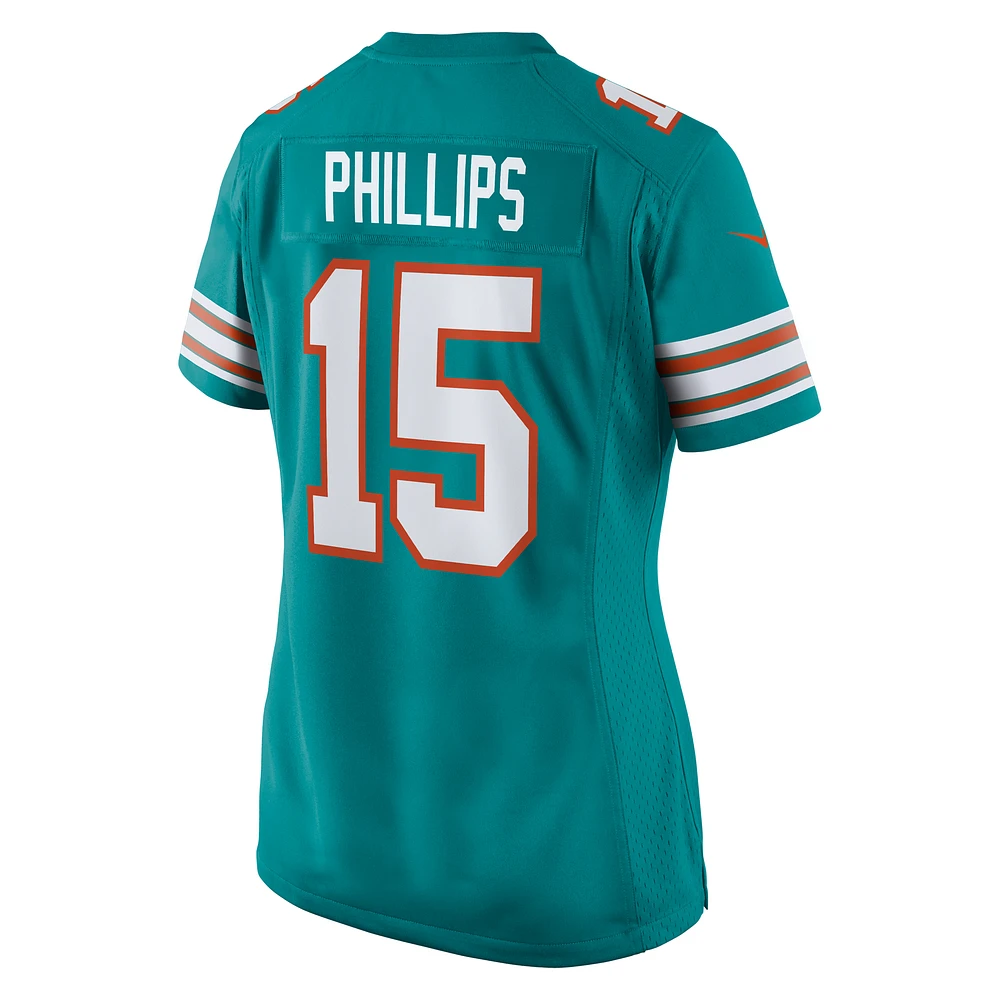 Maillot de match alternatif Nike Jaelan Phillips Aqua Miami Dolphins pour femme