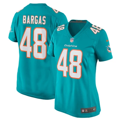 Maillot de joueur Nike Jake Bargas Aqua Miami Dolphins pour femme