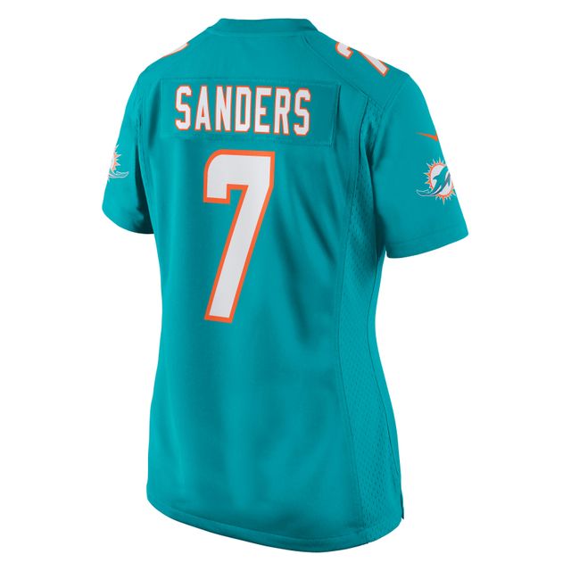 Maillot de match Nike Jason Sanders Aqua Miami Dolphins pour femme