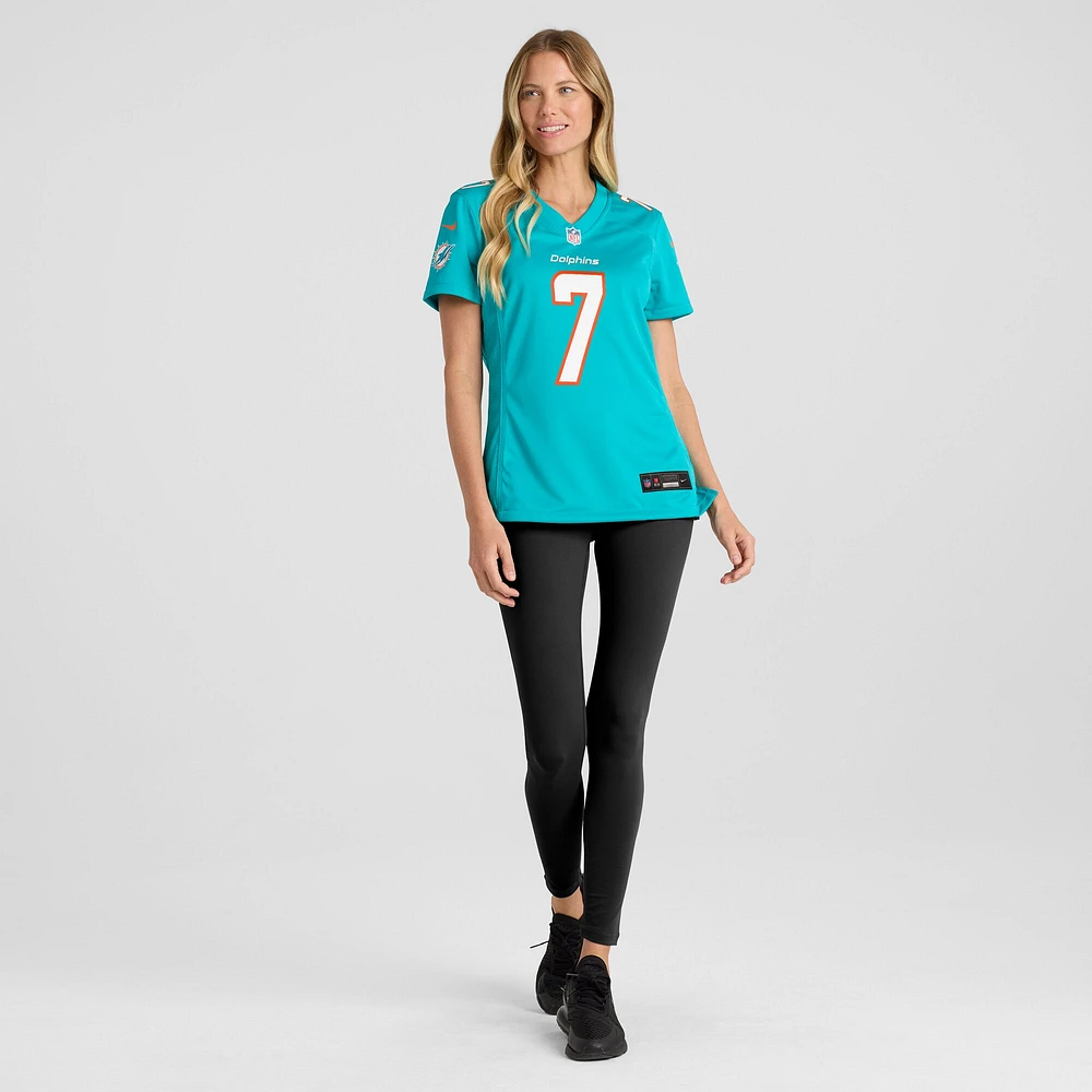 Maillot de match Nike Jason Sanders Aqua Miami Dolphins pour femme