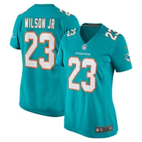 Maillot de joueur Nike Jeff Wilson Jr. Aqua Miami Dolphins pour femme