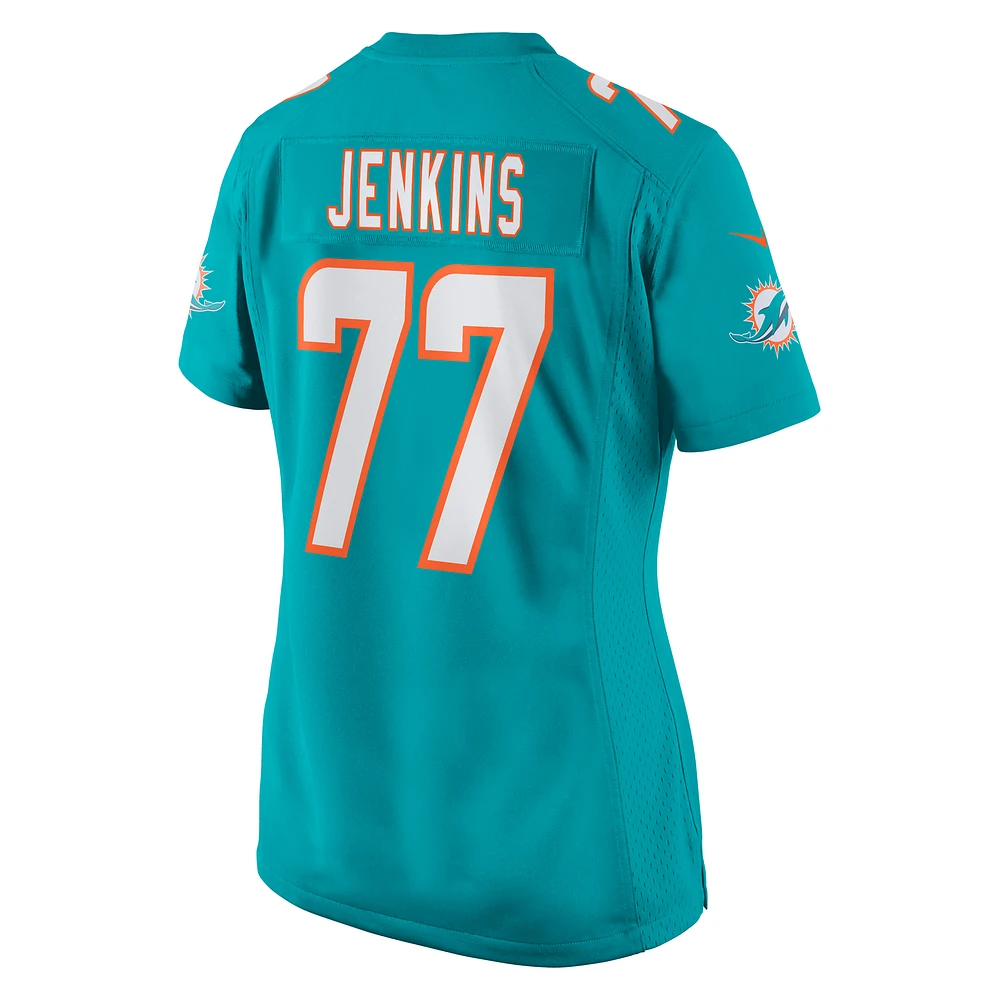 Maillot de joueur match Nike John Jenkins Aqua Miami Dolphins pour femme