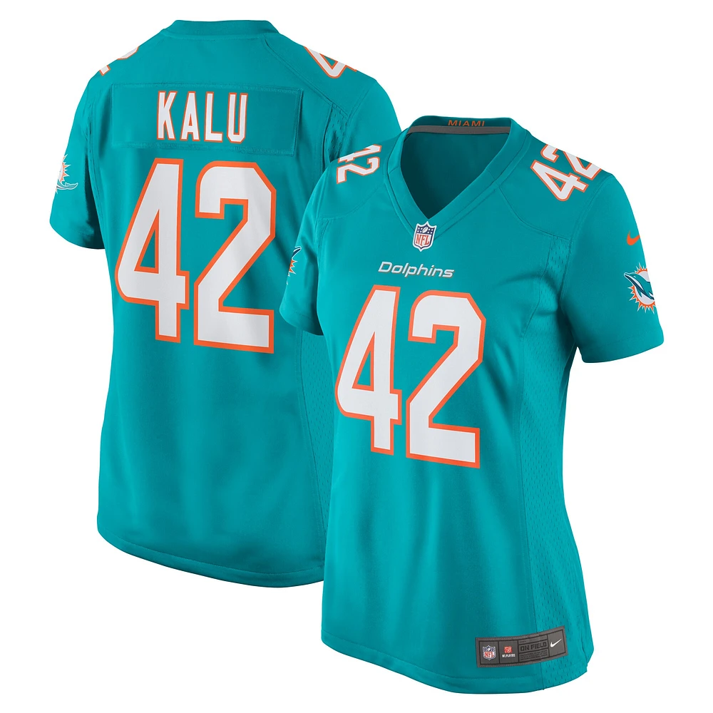 Maillot de match l'équipe Nike Joshua Kalu Aqua des Dolphins Miami pour femme