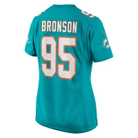 Maillot de joueur Nike Josiah Bronson Aqua Miami Dolphins pour femme