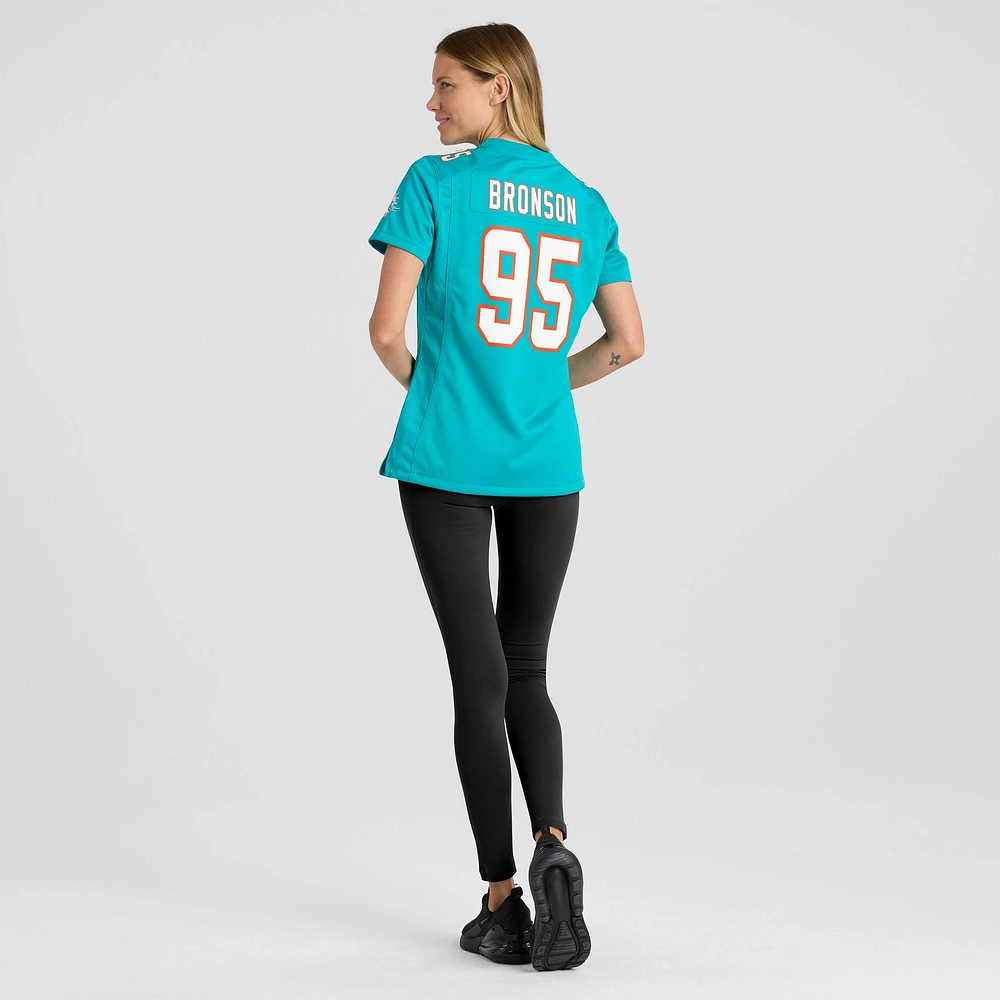 Maillot de joueur Nike Josiah Bronson Aqua Miami Dolphins pour femme