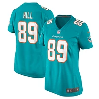 Maillot de match Nike Julian Hill Aqua Miami Dolphins pour femme