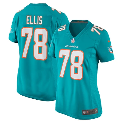 Maillot de match Nike Justin Ellis Aqua Miami Dolphins pour femme