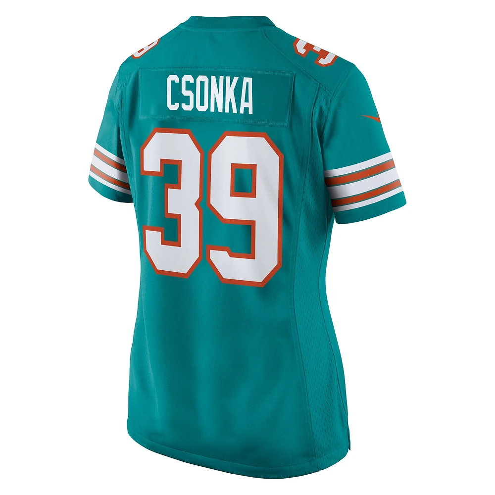 Maillot de joueur retraité Nike Larry Csonka Aqua Miami Dolphins pour femme