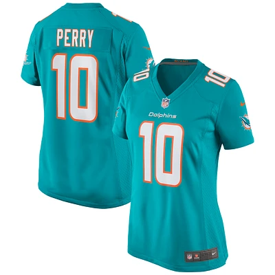 Maillot de match Nike Malcolm Perry Aqua Miami Dolphins pour femme