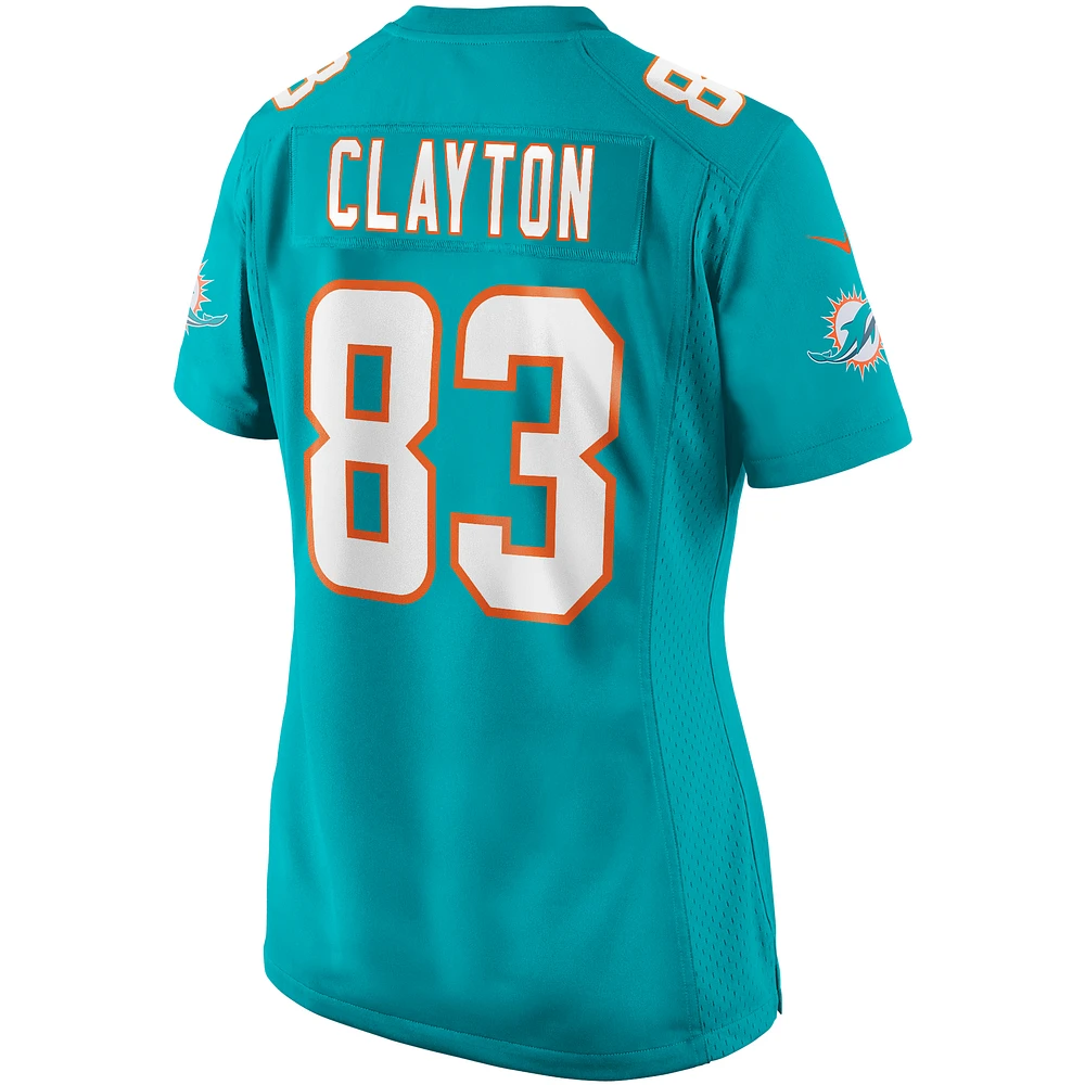 Maillot de joueur retraité Nike Mark Clayton Aqua Miami Dolphins Game pour femme