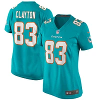 Maillot de joueur retraité Nike Mark Clayton Aqua Miami Dolphins Game pour femme