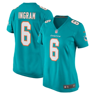 Maillot de joueur à domicile Nike Melvin Ingram Aqua Miami Dolphins pour femme