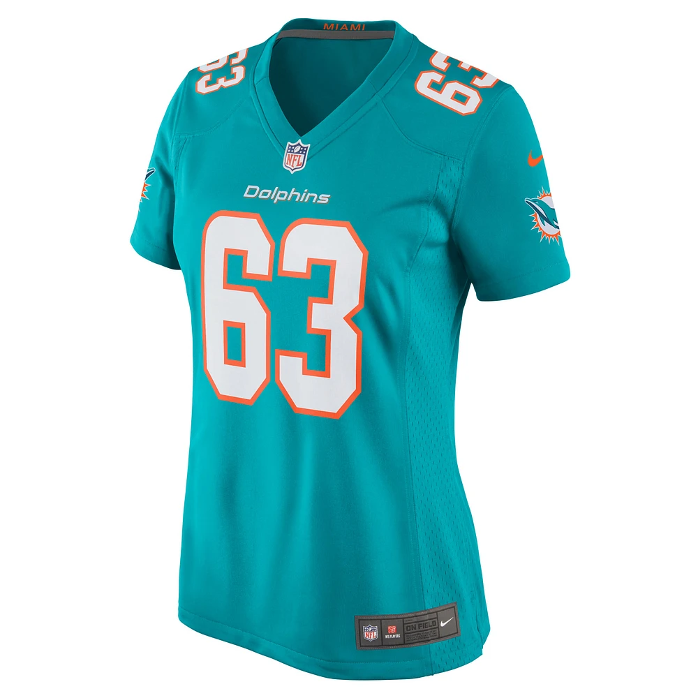 Maillot de match Nike Michael Deiter Aqua Miami Dolphins pour femme