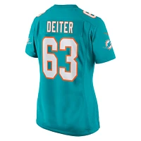 Maillot de match Nike Michael Deiter Aqua Miami Dolphins pour femme