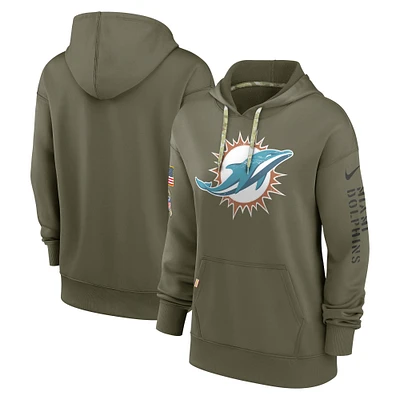 Sweat à capuche Nike Olive Miami Dolphins Salute To Service Performance pour femme