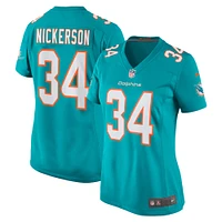 Maillot de match l'équipe Nike Parry Nickerson Aqua Miami Dolphins pour femme