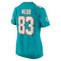 Maillot de match l'équipe Nike Raleigh Webb Aqua Miami Dolphins pour femme