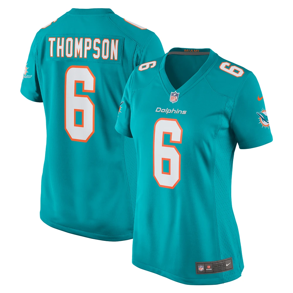 Maillot de match l'équipe Nike Skylar Thompson Aqua pour femmes des Dolphins Miami