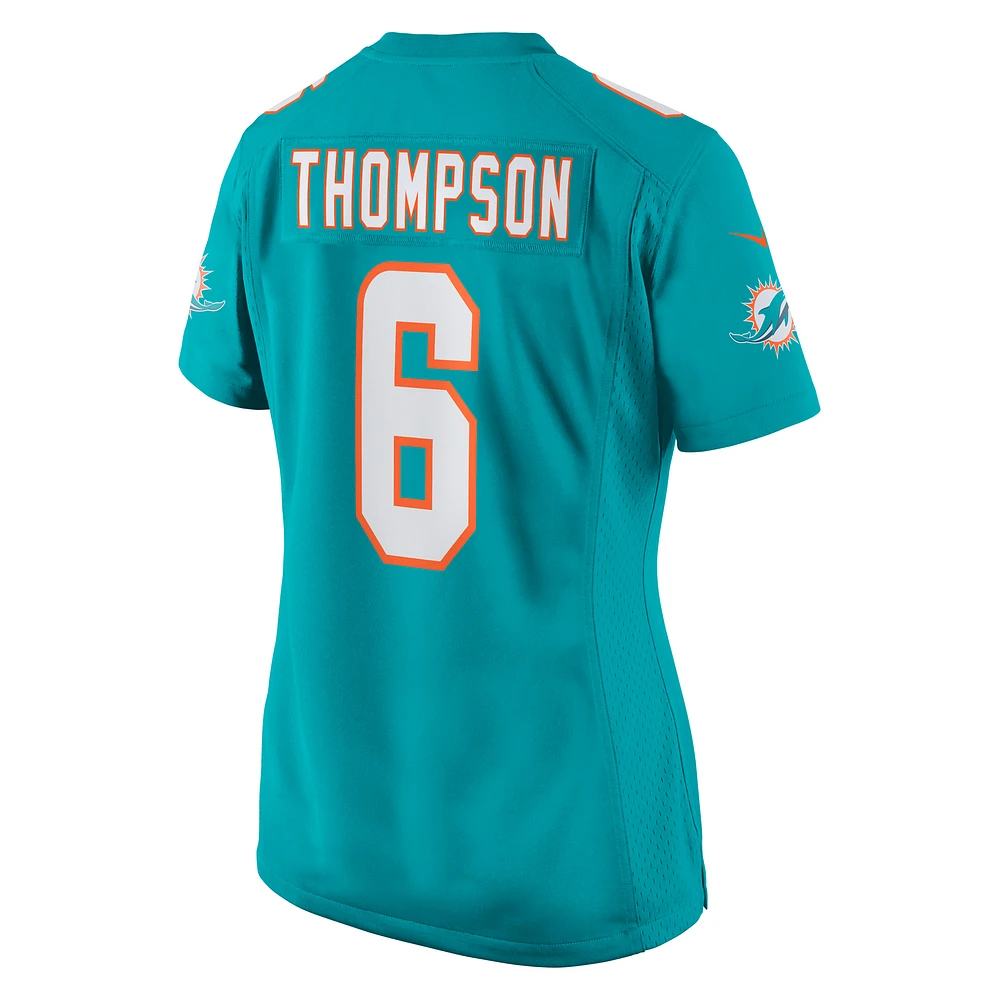 Maillot de match l'équipe Nike Skylar Thompson Aqua pour femmes des Dolphins Miami