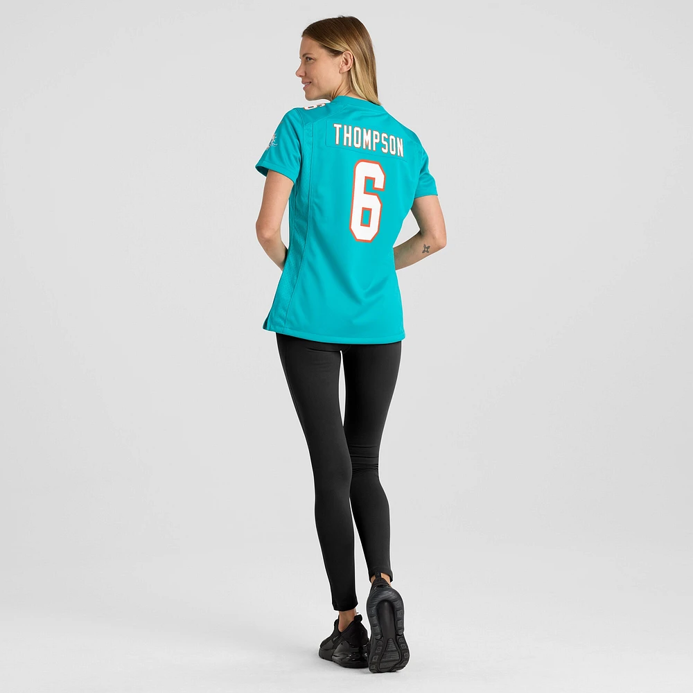 Maillot de match l'équipe Nike Skylar Thompson Aqua pour femmes des Dolphins Miami