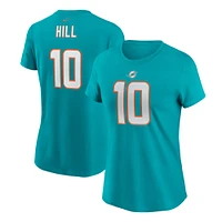 T-shirt avec nom et numéro de joueur Nike Tyreek Hill Aqua Miami Dolphins pour femme