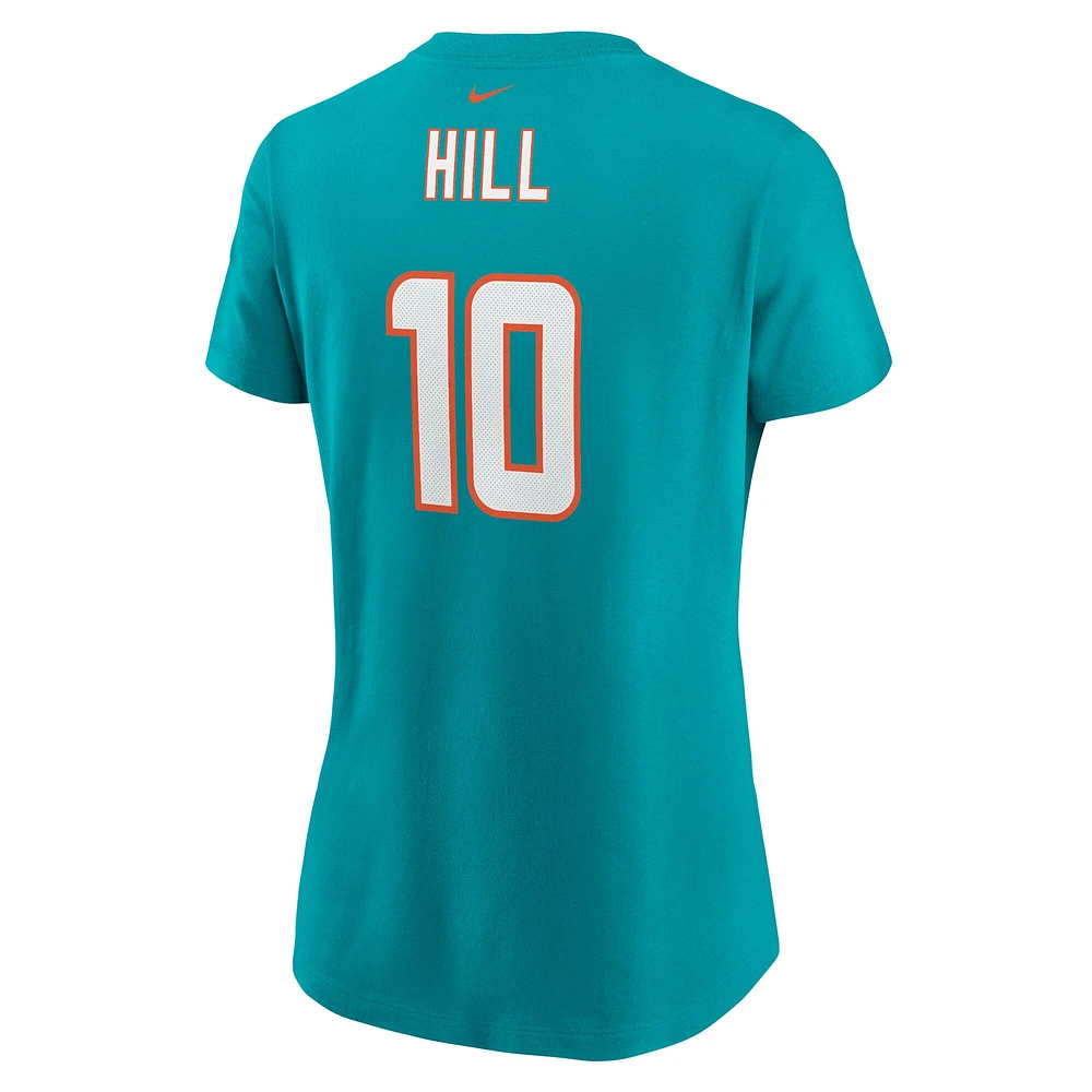 T-shirt avec nom et numéro de joueur Nike Tyreek Hill Aqua Miami Dolphins pour femme