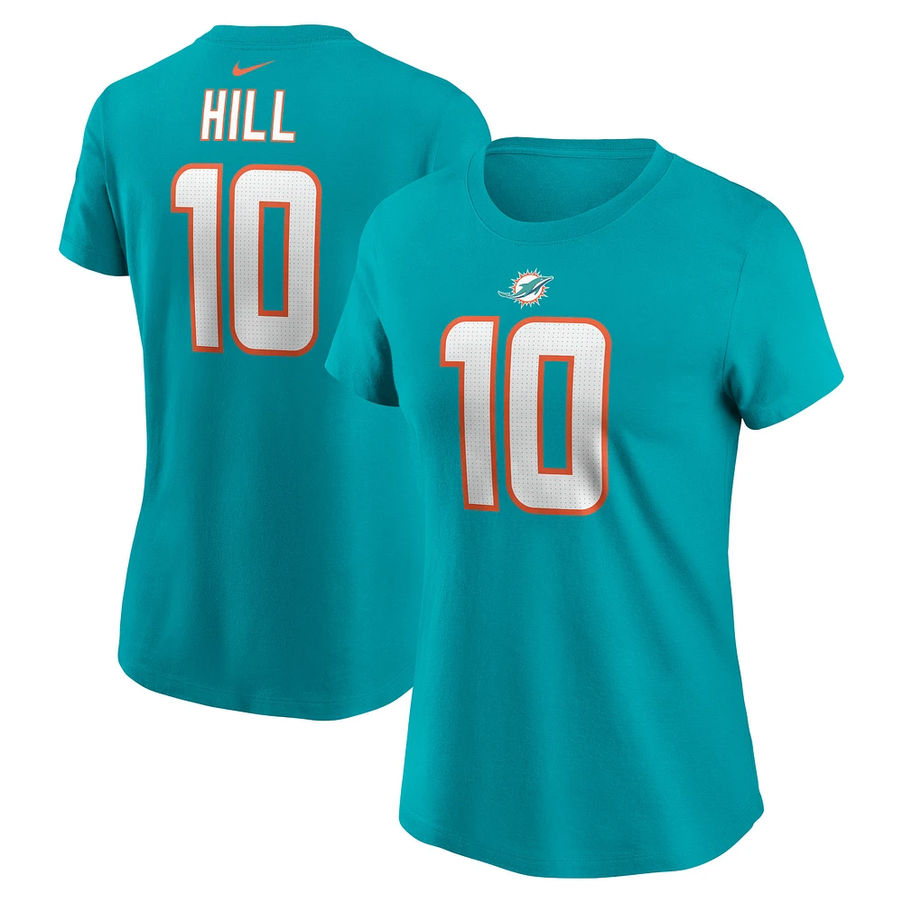 T-shirt avec nom et numéro de joueur Nike Tyreek Hill Aqua Miami Dolphins pour femme