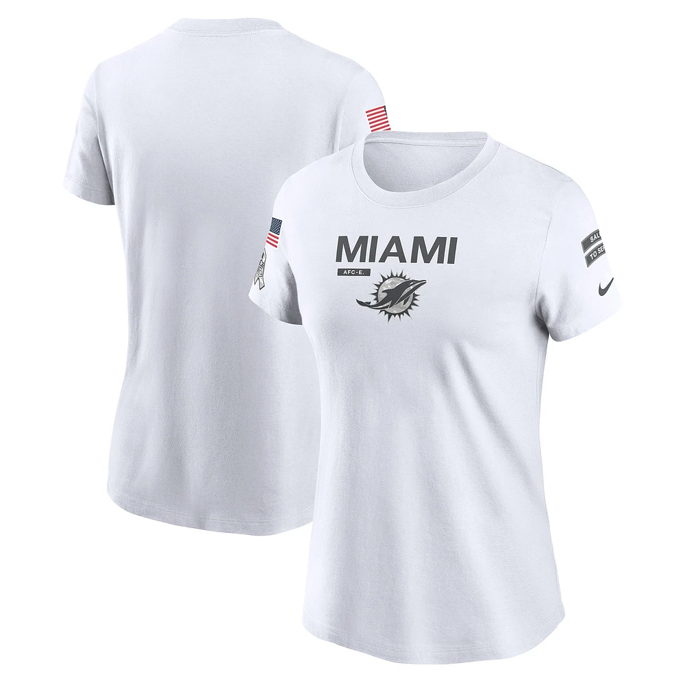 T-shirt Nike Miami Dolphins 2024 Salute To Service Legend Performance pour femme Blanc